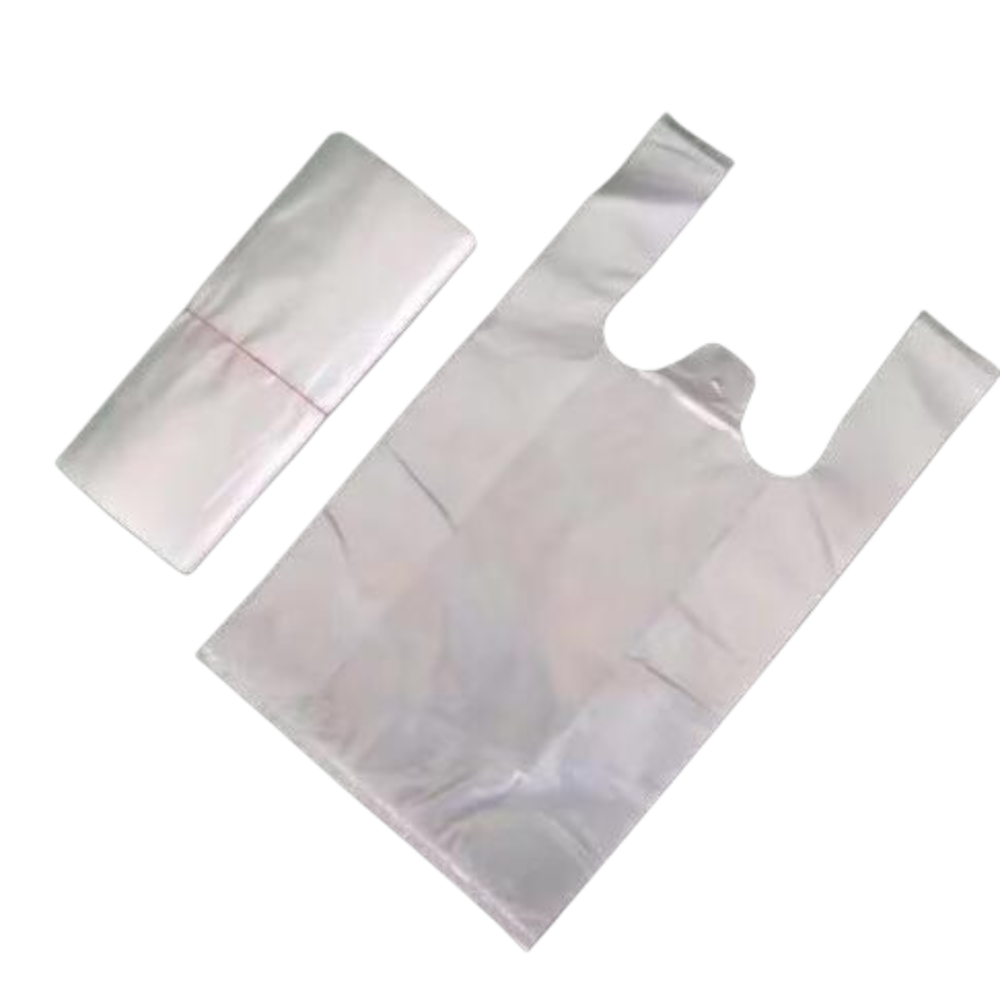 11" x 17" x 21" High Tensile White Vest Carrier Bags 25mu (Micron)
